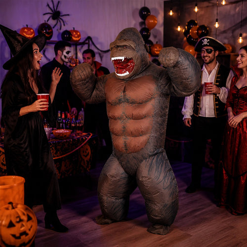 Adult Inflatable Gorilla Costume King Kong Ape Blow Up Halloween Fancy Dress Suit