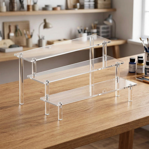 2 Pack 3-Tier Acrylic Display Risers for Perfumes, Collectibles, Cupcakes & Retail Displays