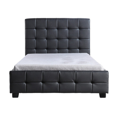 King Single Deluxe Black PU Leather Upholstered Bed Frame with Headboard & Slats