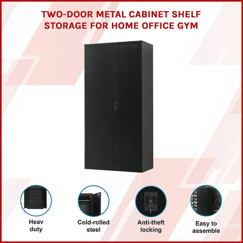 Double-Door Metal Cabinet with 4 Shelves – Office, Garage, or Home Storage in Black without Legs