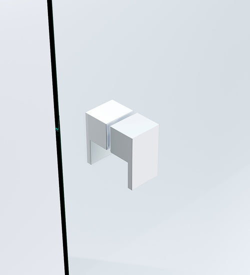 100x100cm Corner Frameless Shower Screen with White Wall U-Brackets and SS Hinges, Square Double Pull Handle