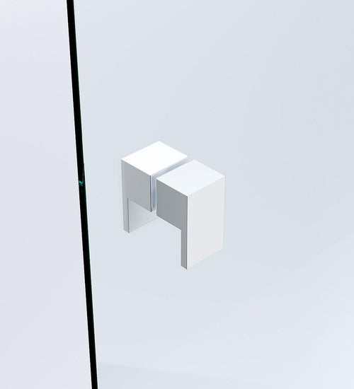 110x90cm Corner Frameless Shower Screen with White Brackets and SS Hinges, Square Double Pull Handle