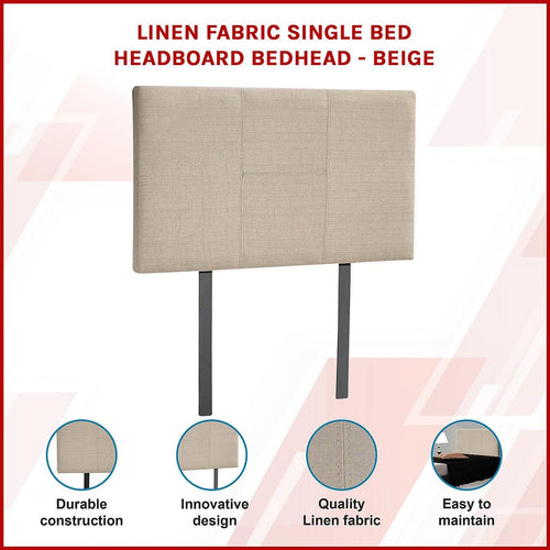 Single Beige Linen Fabric Bed Headboard Bedhead