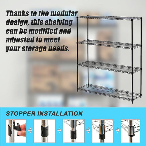 Modular Wire Storage Shelf 1200 x 600 x 1800mm Steel Shelving - Baking Black Technology