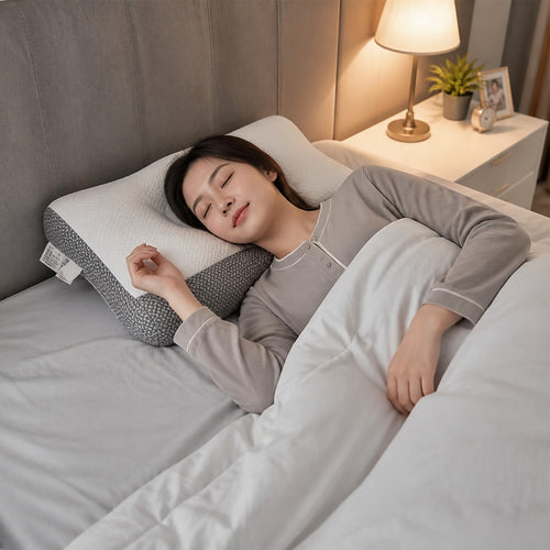 Ergonomic Contour Bed Pillow with Washable Cover & Soybean Fibre Fill