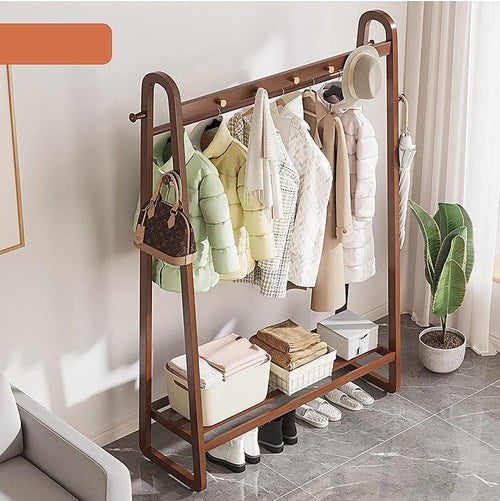 100cm Clothes Rack Slim Stylish Space Saving - Dark Wood