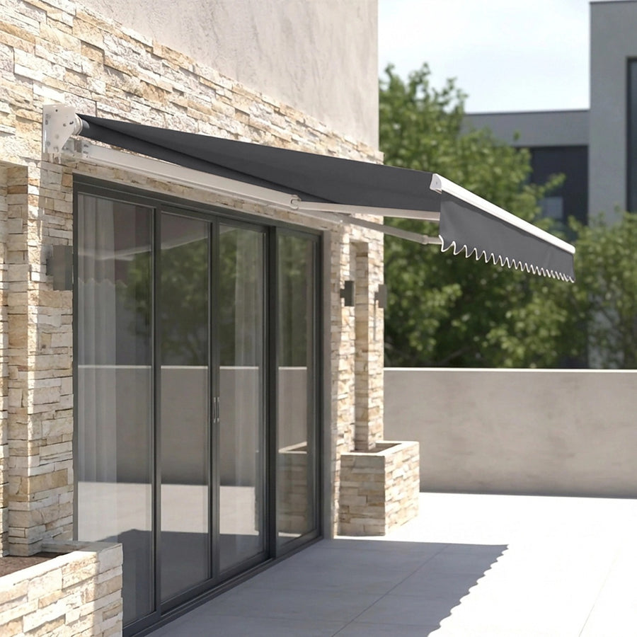Automatic Retractable Awning 5x2.5m - Grey Outdoor Wall Sunshade