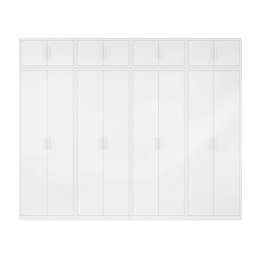 320x240cm 8-Door White Steel Shelf Wardrobe with White Handle Storage Cabinet