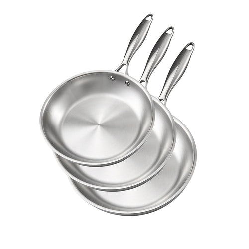 Tri Ply Stainless Steel Frying Pan Set 24 28 32cm Induction