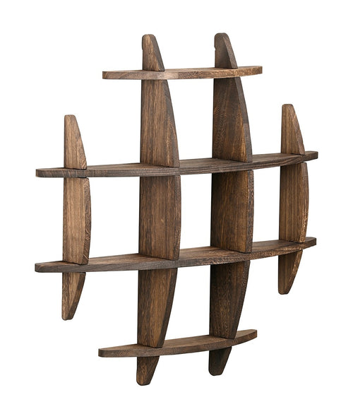 90x90cm Solid Wood Wall Mounted Display Shelf in Antique Style for Home Décor