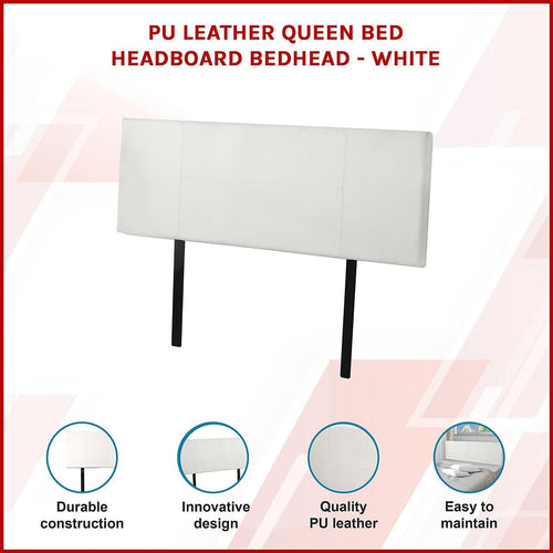 Queen White PU Leather Bed Headboard Bedhead