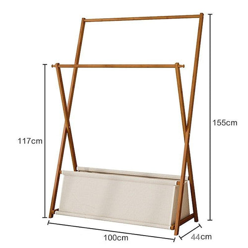 100cm Clothes Rail Rack Rack Garment Rack Freestanding Hanger Bedroom Clothing Rack With Lower Storage Shelf - Dark Wood