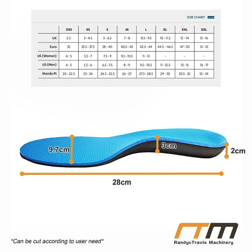 Full Length Flat Foot Support Insoles with Medium Arch Support