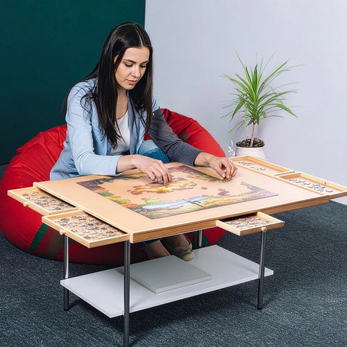 1500 Piece Rotating Wooden Jigsaw Puzzle Table 6 Drawers Board