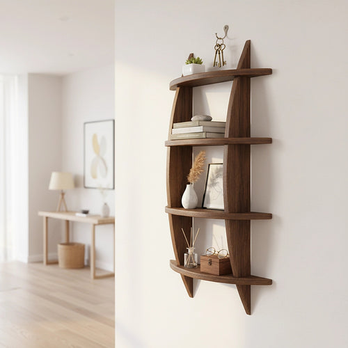 Wall Mounted Solid Wood Shelf Display Stand for Home & Office Storage & Décor