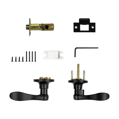 Door Handle Set Lever – Privacy Function with Wave-style Black Design and Functional Style
