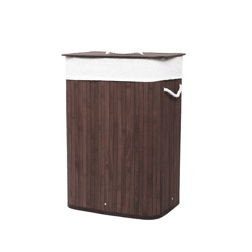 72L Wood Bamboo Laundry Hamper with Lid & Removable Liner Bag