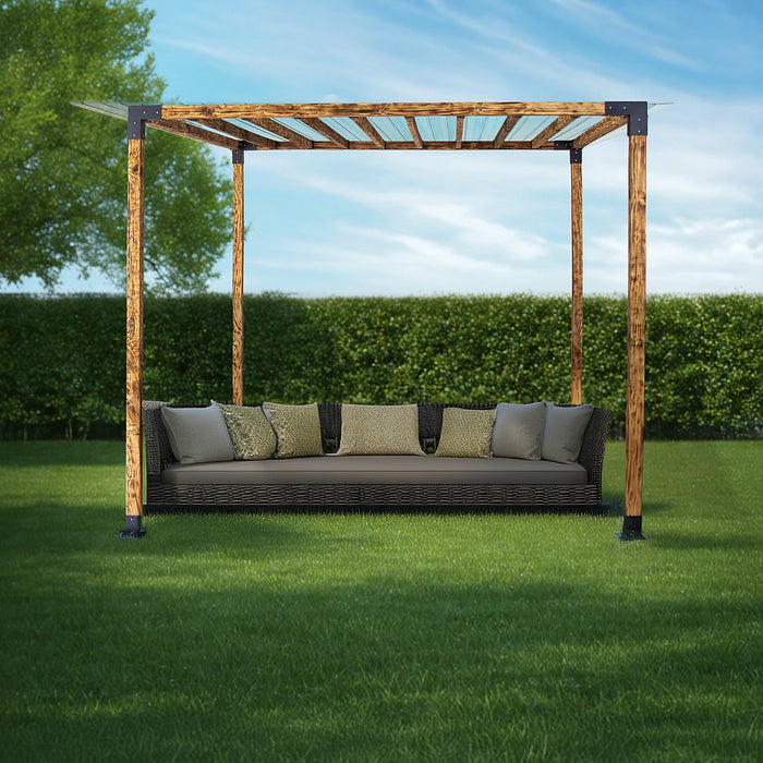 Pergola Kit with Matte Black Steel Brackets – Single with Top Rafters - Heavy-Duty Outdoor DIY Hardware