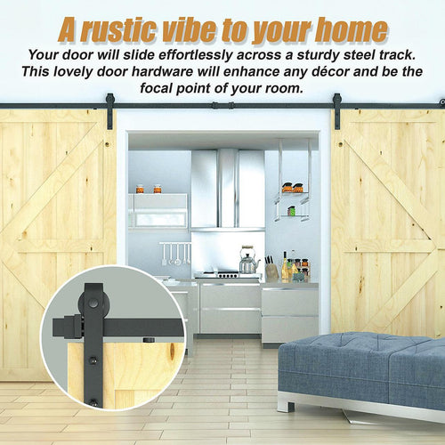 Black Sliding Barn Door Hardware 3.6M 