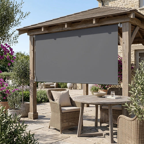 Retractable Straight Drop Awning Screen – Durable Outdoor Shade in Grey 3x2.5m