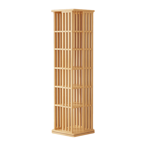 360 Rotating Bookshelf Bamboo Storage Display Rack Shelving in Wood