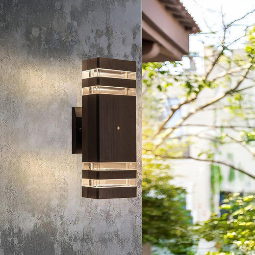 Modern 12" LED Up Down Wall Light dual Lamp Fixtures Outdoor Dusk to Dawn Sensor