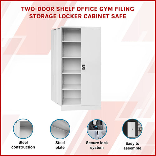 Two-Door Storage Locker Cabinet – Office, Gym & Shelf Unit with Secure Design in Grey