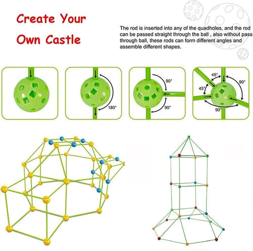 217pcs Kids Construction Fort Building Kit Castles 3D Play House Tent Toys