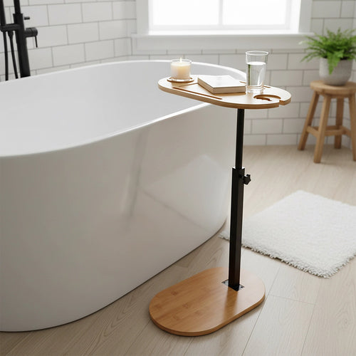 Natural Bamboo Bathtub Tray Table – Adjustable Bath Caddy