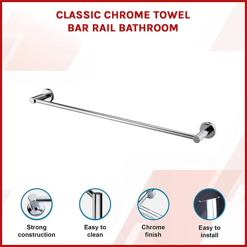 Classic Chrome Towel Bar Rail Bathroom