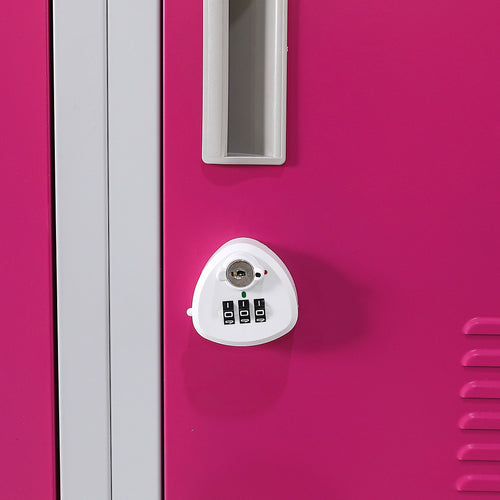 12-Door Locker – Grey with Pink Door with 3-Digit Combination Lock | Secure Storage for Office, Gym or School Use