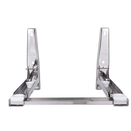 Stainless Steel Microwave Oven Wall Mount Bracket – Adjustable Shelf with Removable Hooks