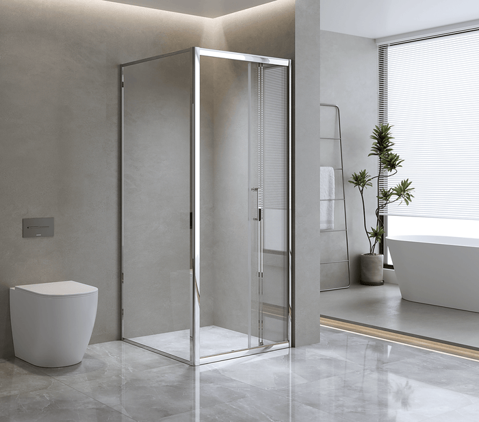 40mm Adjustable Contemporary Chrome Corner Sliding Shower Screen - 90x80cm