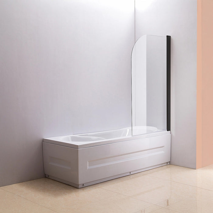 180° Black Pivot Door 6mm Safety Glass Bath Shower Screen By Della Francesca - 80 x 140cm