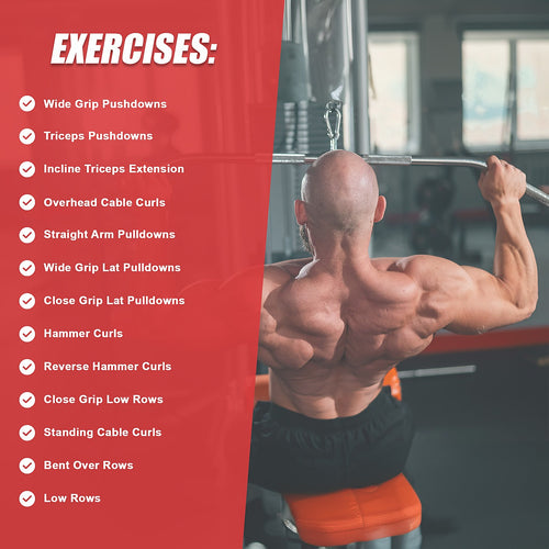 48" Lat Pulldown Bar Cable Attachment – Gym Handle for Back & Strength Workouts