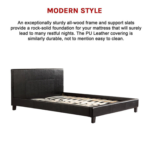 Double Bed Frame Black PU Leather