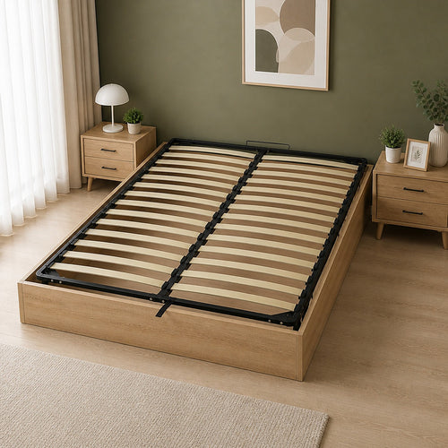 Gas Lift Bed Mechanism – Queen Bed Frame with Wooden Slats