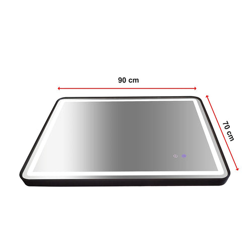 Rectangular Mirror LED Anti-Fog Illuminated Bathroom Living Room - 90 x 70cm