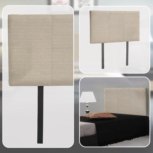 Single Beige Linen Fabric Bed Headboard Bedhead