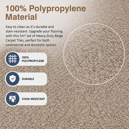 5m² Beige Carpet Tiles Set – Commercial & Home Flooring for Office, Retail & Living Areas