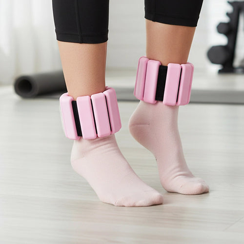 2-Piece Ankle & Wrist Weights – 2kg Pair Adjustable Workout Bangles Pink for Fitness Training