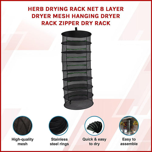 Herb Drying Rack Net 8 Layer Dryer Mesh Hanging Dryer Rack Zipper Dry Rack