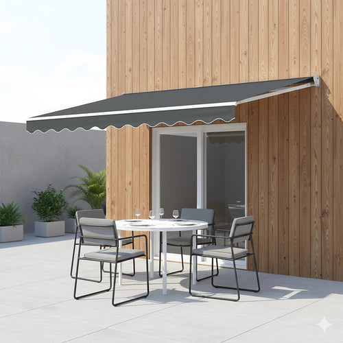 Outdoor Awning Grey - 4x2.5m Retractable Sunshade