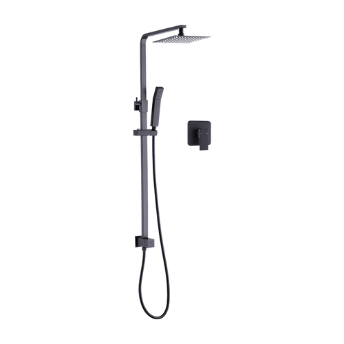WELS 8" Rain Shower Head Set Square Dual Heads Faucet High Pressure With Mixer
