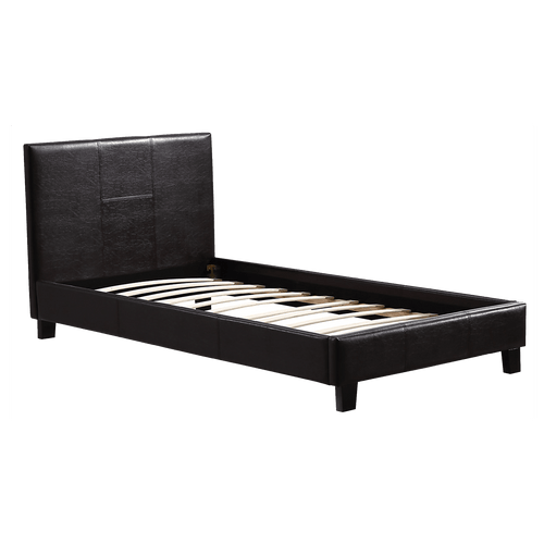 Single Bed Frame Brown PU Leather