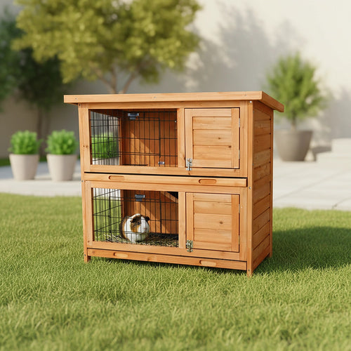 Large Rabbit Hutch with BASE Chicken Coop 2-Storey Guinea Pig Pet Cage House