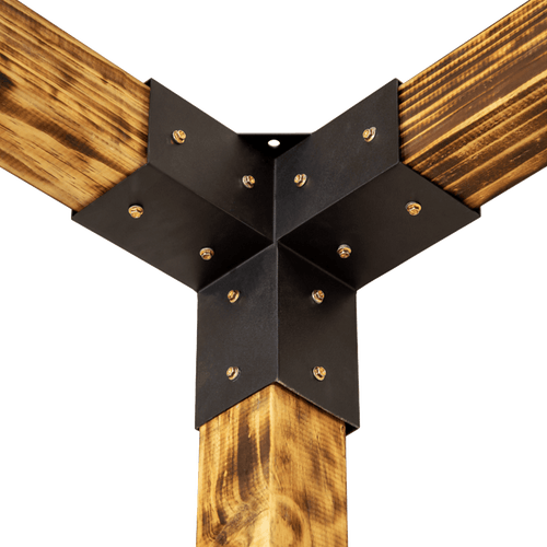 Roof Pergola Gazebo Shed Matte Black Steel Double with Coffee Screens Brackets DIY Kits