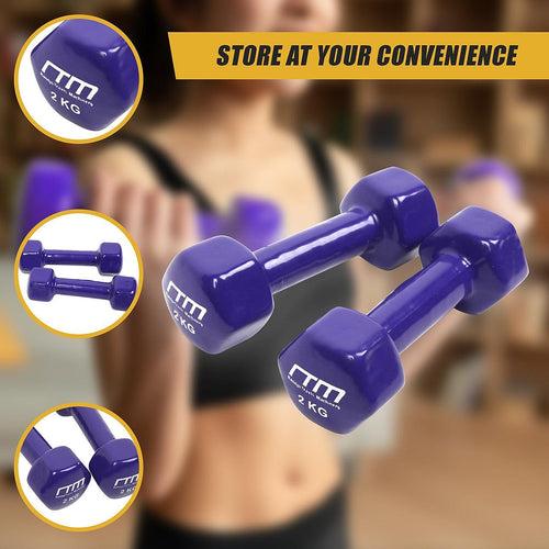 2kg Dumbbells Pair PVC Hand Weights PVC Coated