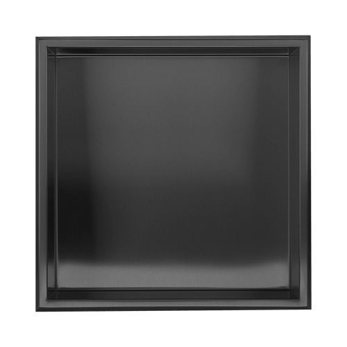 336 x 336 x 101mm Shower Niche Single Shelf Organizer No Tile Needed in Black Finish