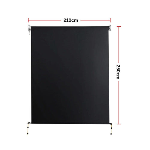 Retractable Straight Drop Awning Screen - Black - 2.1x2.5m 